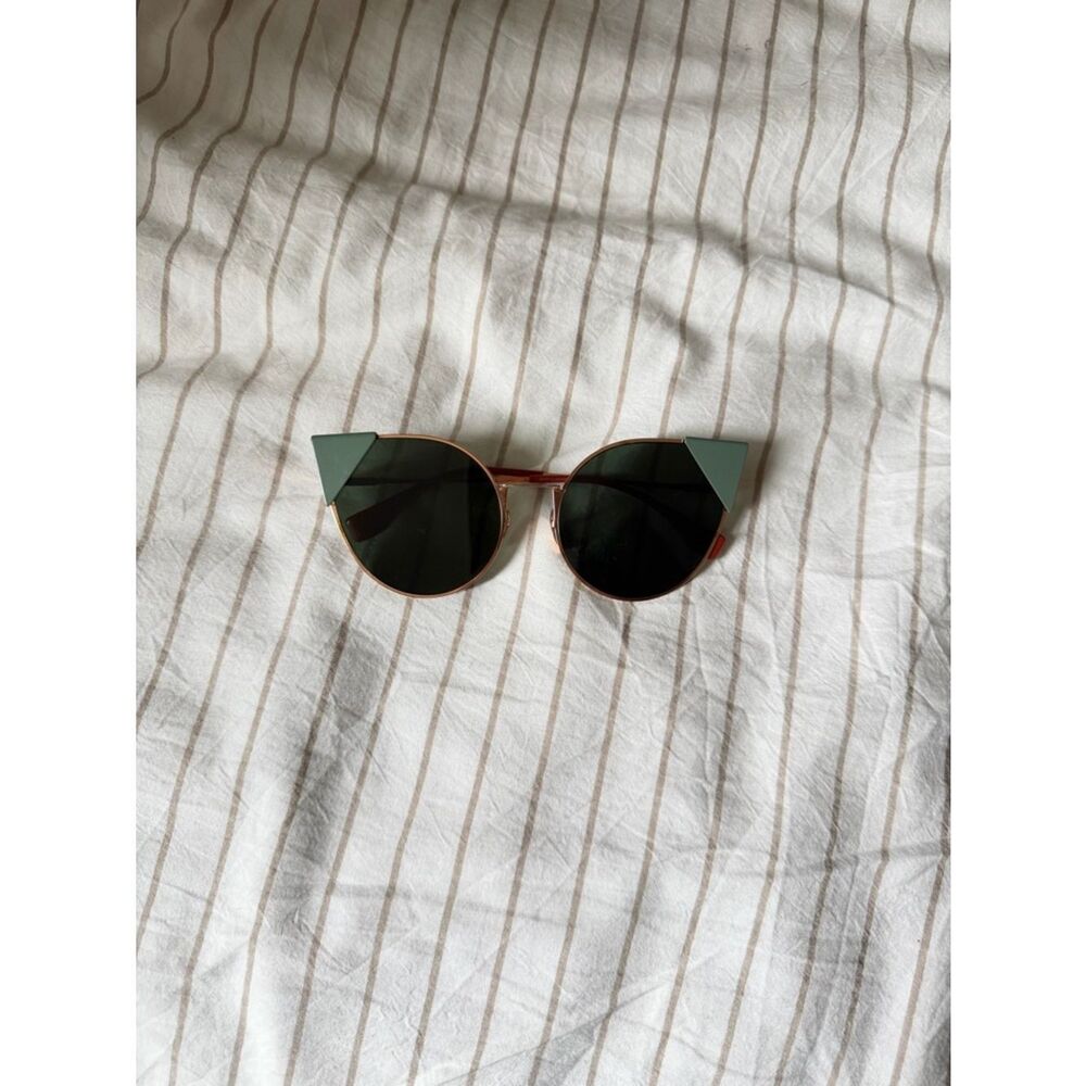 Fendi Rose Gold Frame Sunglasses with Green Accents